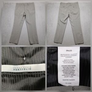 Perry Ellis Portfolio Dress Pants Men's 36x30 Gray Stretch Flat Front
